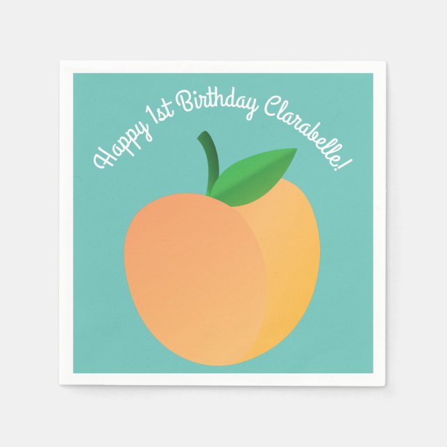 Serviette En Papier Sweet Peach Cute Fruit 1er Anniversaire Thème (Devant)