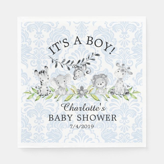 Serviette En Papier Sweet Safari Animaux Baby shower papier serviettes (Devant)