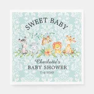Serviette En Papier Sweet Safari Animaux Baby shower papier serviettes