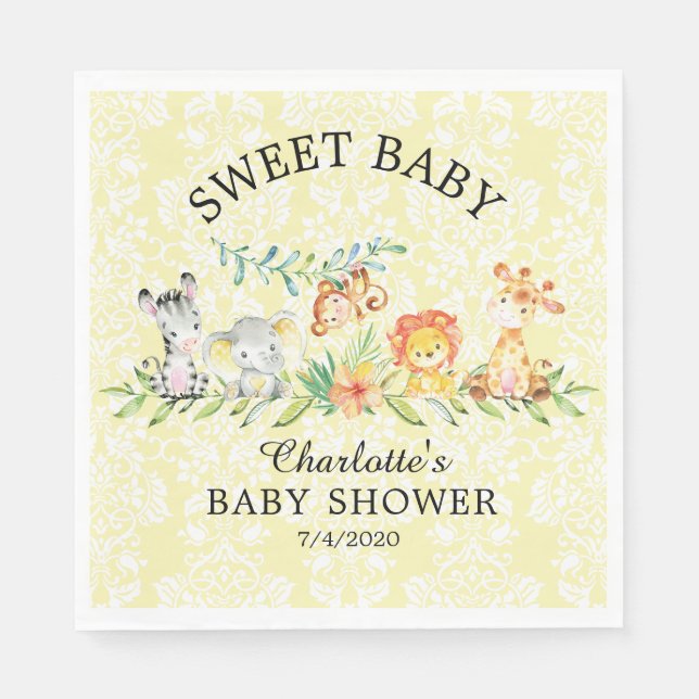 Serviette En Papier Sweet Safari Animaux Baby shower papier serviettes (Devant)