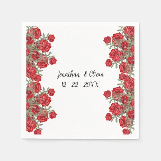 Serviette En Papier Sweet Shower Spring red roses Wedding (Devant)