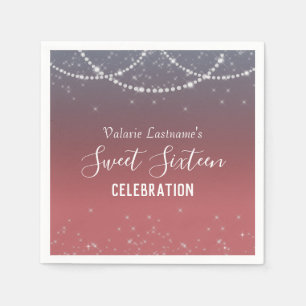 Serviette En Papier Sweet sixteen Anniversaire Ombre Diamond