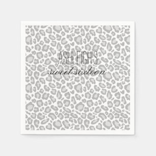 Serviette En Papier Sweet sixteen Empreinte de léopard gris