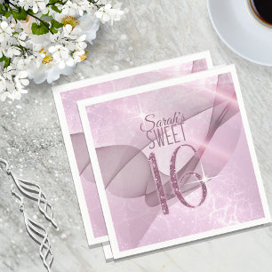 Serviette En Papier Sweet sixteen  étincelant ID652 rose orchidée