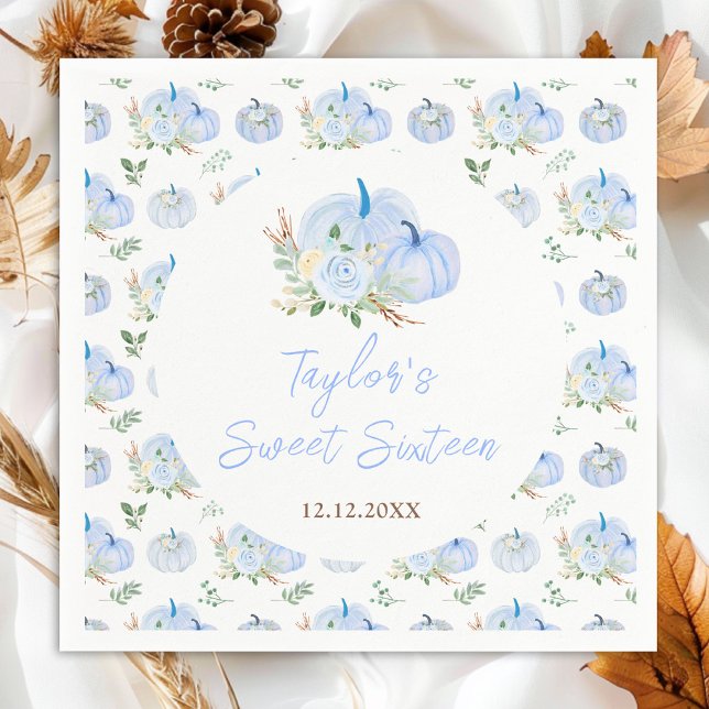 Serviette En Papier Sweet sixteen Floral Citrouille bleu (Créateur téléchargé)