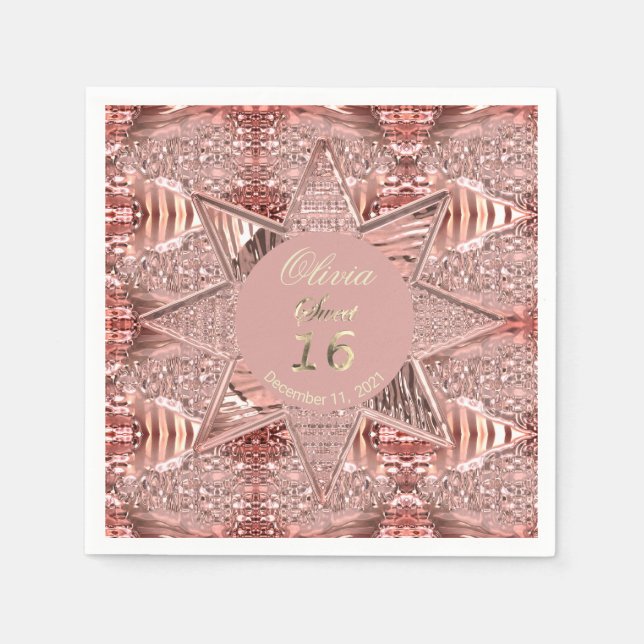 Serviette En Papier Sweet sixteen moderne 16e anniversaire Rose Gold S (Devant)