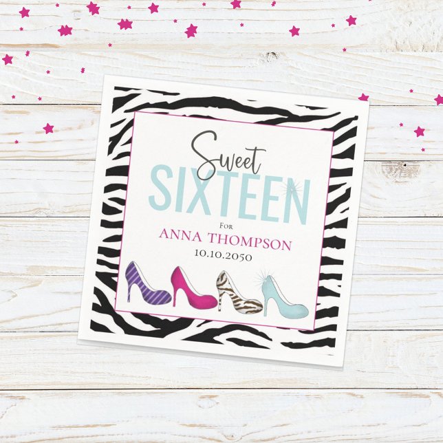 Serviette En Papier Sweet sixteen Moderne Glam Girl Anniversaire (Créateur téléchargé)