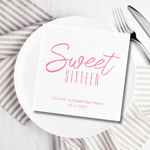 Serviette En Papier Sweet sixteen moderne Rose Girls 16ème fête