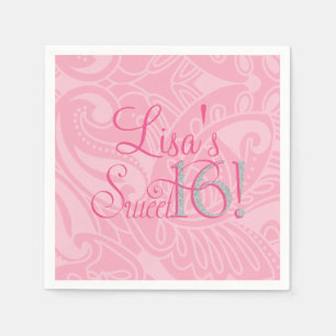 Serviette En Papier Sweet sixteen, serviettes faites sur commande