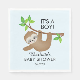 Serviette En Papier Sweet Sloth C'est un garçon Baby shower papier ser
