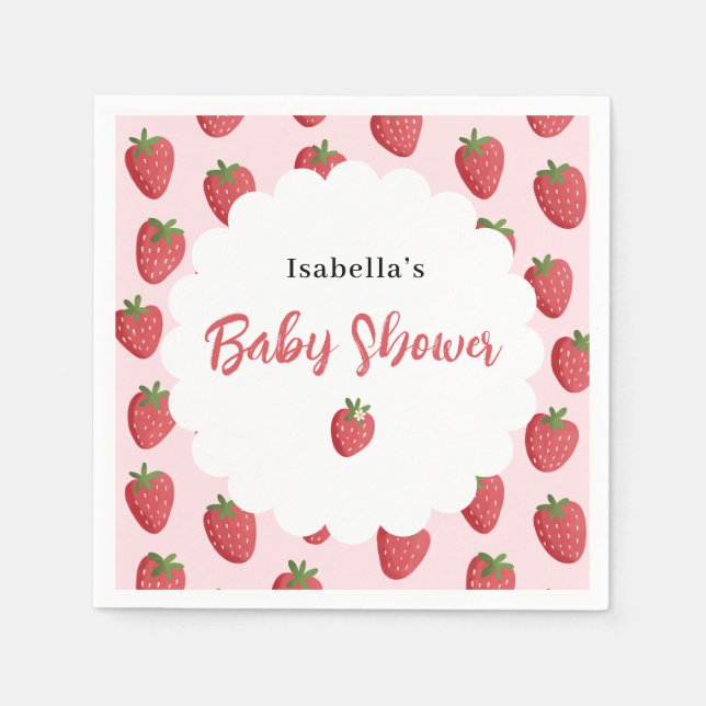 Serviette En Papier Sweet Strawberry Personalized Baby Shower (Devant)