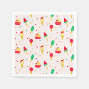Serviette En Papier Sweet Summer Fun Rainbow Ice Cream Sprinkings