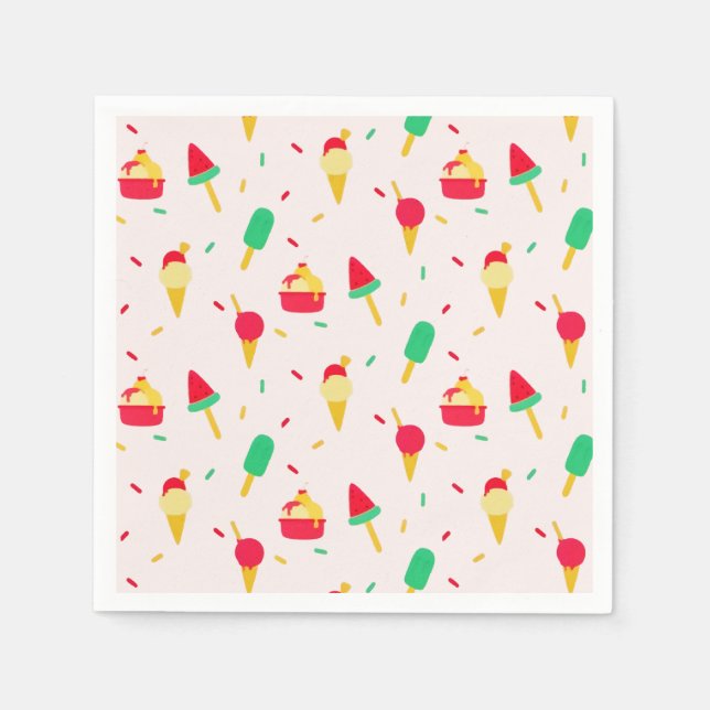 Serviette En Papier Sweet Summer Fun Rainbow Ice Cream Sprinkings (Devant)