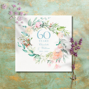 Serviette En Papier Sweet Summer Roses Garland 60e / 75e anniversaire
