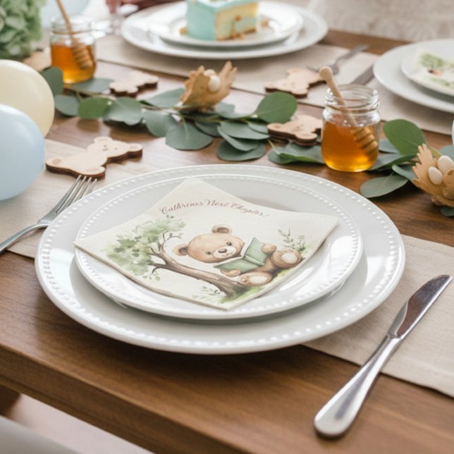 Serviette En Papier Sweet Teddy Bear Book Lover Baby Shower Party  (Créateur téléchargé)