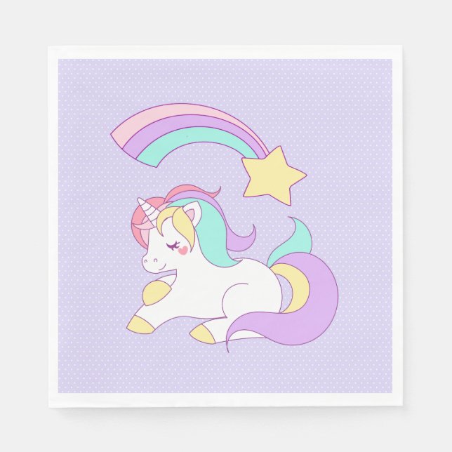 Serviette En Papier Sweet Unicorne avec Rainbow Shoot Star (Devant)