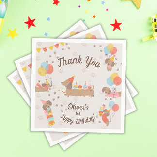 Serviette En Papier Sweet Weiner Puppy Birthday Party Thank You