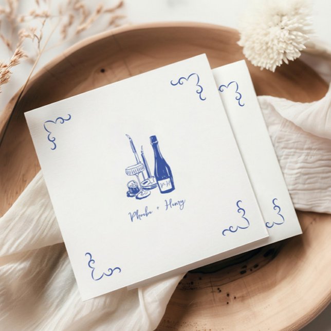 Serviette En Papier Sweet Whimsical manuscrit Mariage illustré (Créateur téléchargé)