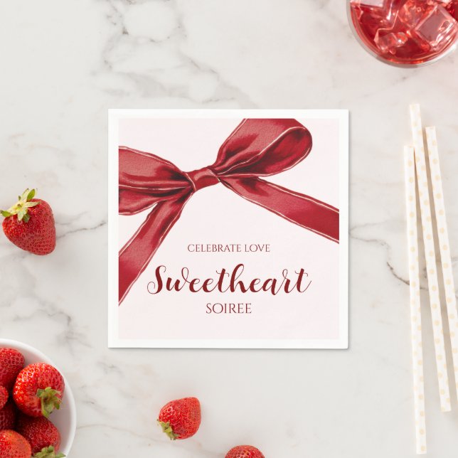 Serviette En Papier Sweetheart Soiree Elegant Bow Valentines Day Party (En situation)
