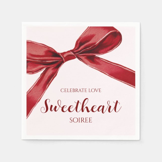 Serviette En Papier Sweetheart Soiree Elegant Bow Valentines Day Party (Devant)