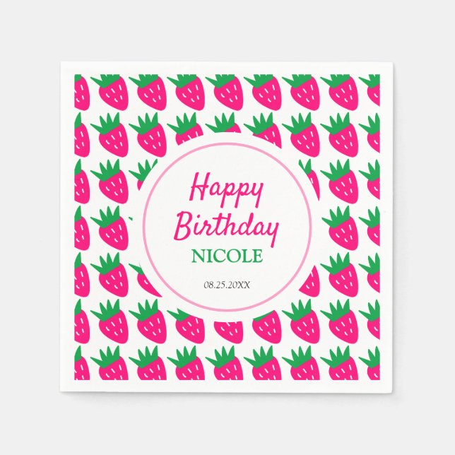 Serviette En Papier Swete fraise rose Anniversaire (Devant)