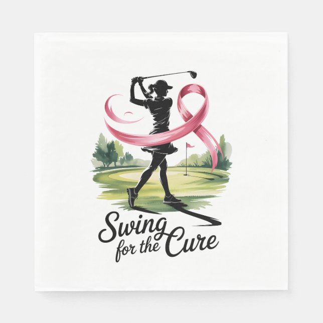 Serviette En Papier Swing for the Cure Golf Breast Cancer (Devant)