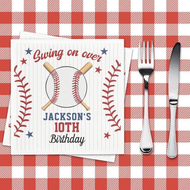 Serviette En Papier "Swing On Over – Baseball Birthday Party  (Créateur téléchargé)
