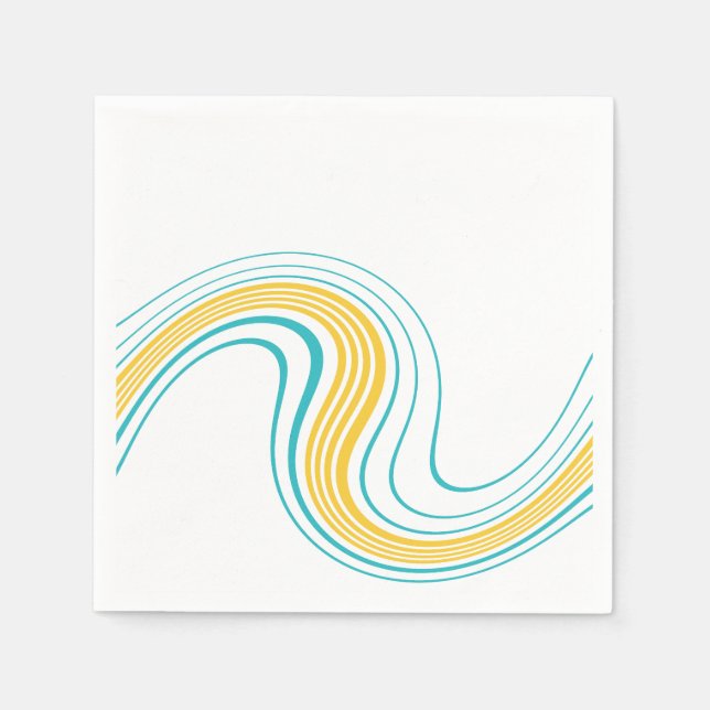 Serviette En Papier Swirl simple - Turquoise et jaune (Devant)