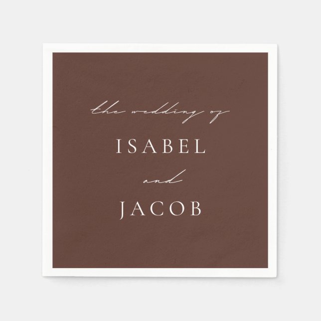Serviette En Papier SYDNEY Espresso Brown Mariage minimal (Devant)