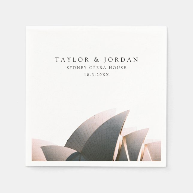Serviette En Papier Sydney Opera House Mariage Personnalisé Cocktail N (Devant)