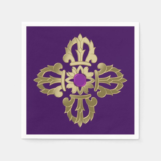 Serviette En Papier symbole bouddhiste doré vajra (Devant)
