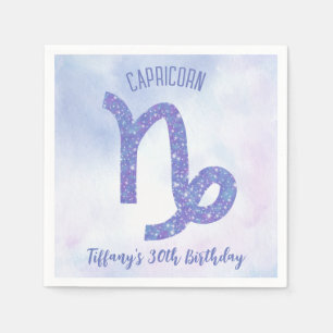 Serviette En Papier Symbole Capricorne Personnalisé Purple Anniversair