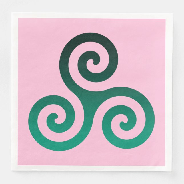 Serviette En Papier Symbole celtique antique Triskele vert Pastel Rose (Devant)