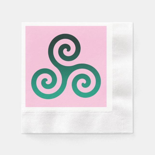Serviette En Papier Symbole celtique antique Triskele vert Pastel Rose (Devant)
