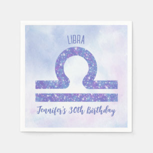 Serviette En Papier Symbole Cute Libra Personnalisé Purple Anniversair