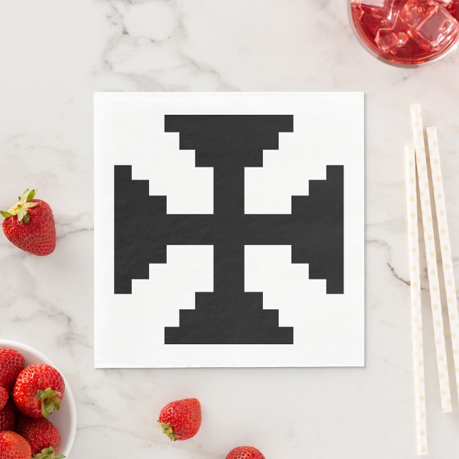 Serviette En Papier Symbole de croix noire en Pixel Art  (Créateur téléchargé)