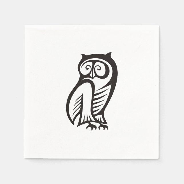 Serviette En Papier Symbole de hibou noir (Devant)
