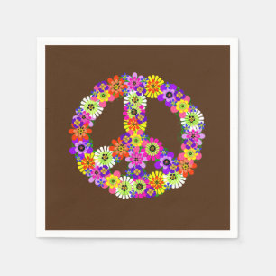 Serviette En Papier SYMBOLE DE LA PAIX Floral en Brown