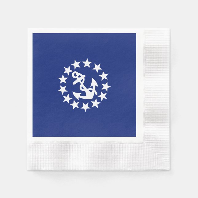 Serviette En Papier Symbole de l'Ancre du drapeau du yacht sur bleu (Devant)