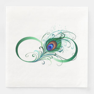 Serviette En Papier Symbole de l'infini avec plume de paon
