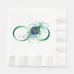Serviette En Papier Symbole de l'infini avec plume de paon