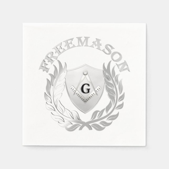 Serviette En Papier Symbole de maçonnerie en argent (Devant)