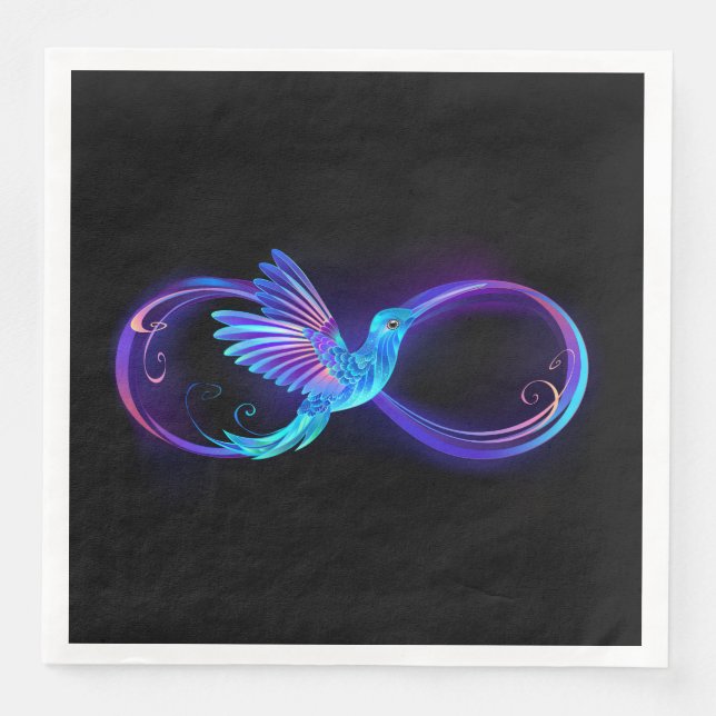 Serviette En Papier Symbole de Neon Infinity par Glowing Hummingbird (Devant)