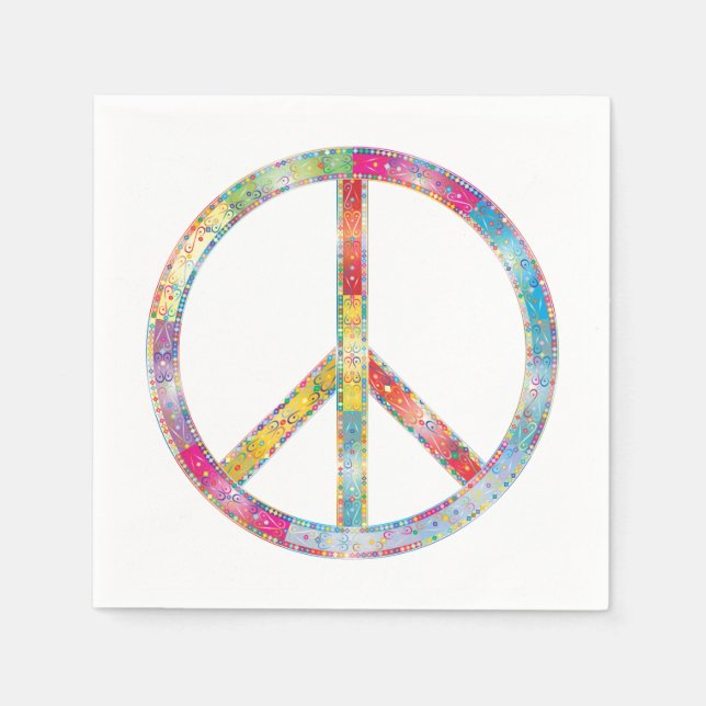 Serviette En Papier SYMBOLE DE PAIX Coloré (Devant)