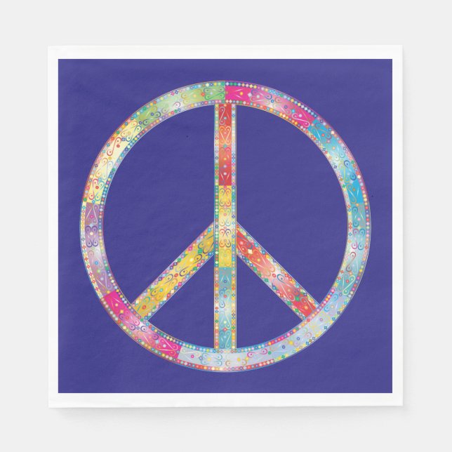 Serviette En Papier SYMBOLE DE PAIX Coloré (Devant)