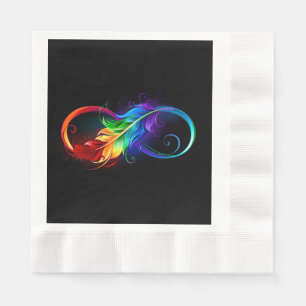 Serviette En Papier Symbole d'infini avec plume arc-en-ciel