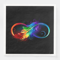 Symbole d'infini avec plume arc-en-ciel