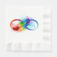 Symbole d'infini avec plume arc-en-ciel
