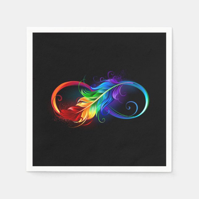 Serviette En Papier Symbole d'infini avec plume arc-en-ciel (Devant)