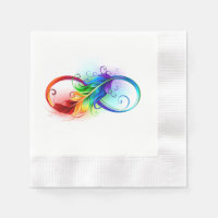 Symbole d'infini avec plume arc-en-ciel